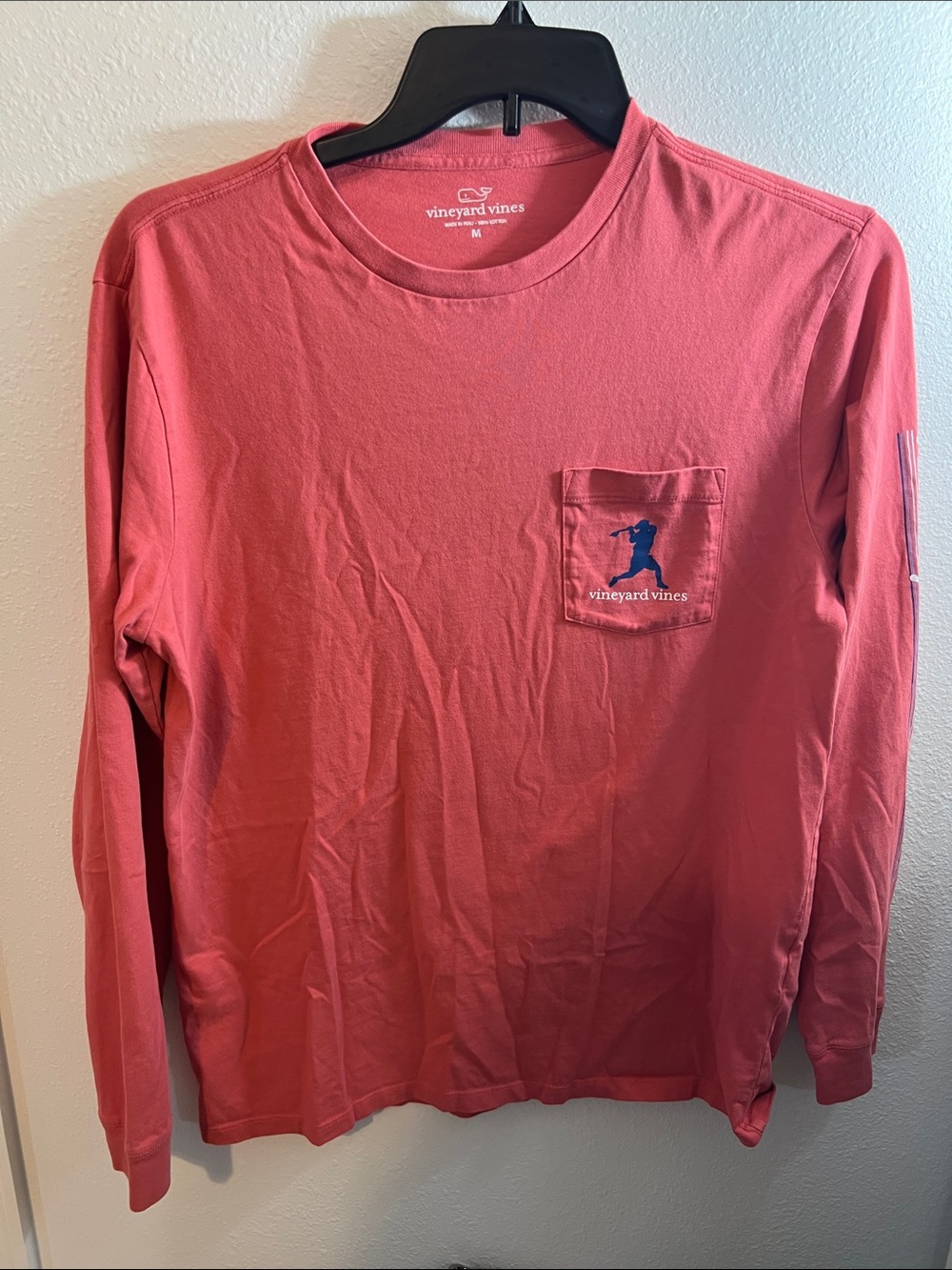 Vineyard Vines lacrosse Men's Long-Sleeve Pocket Tee - Salmon Color